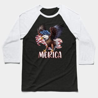 Merica Eagle American Flag USA Flag 4th of july Baseball T-Shirt